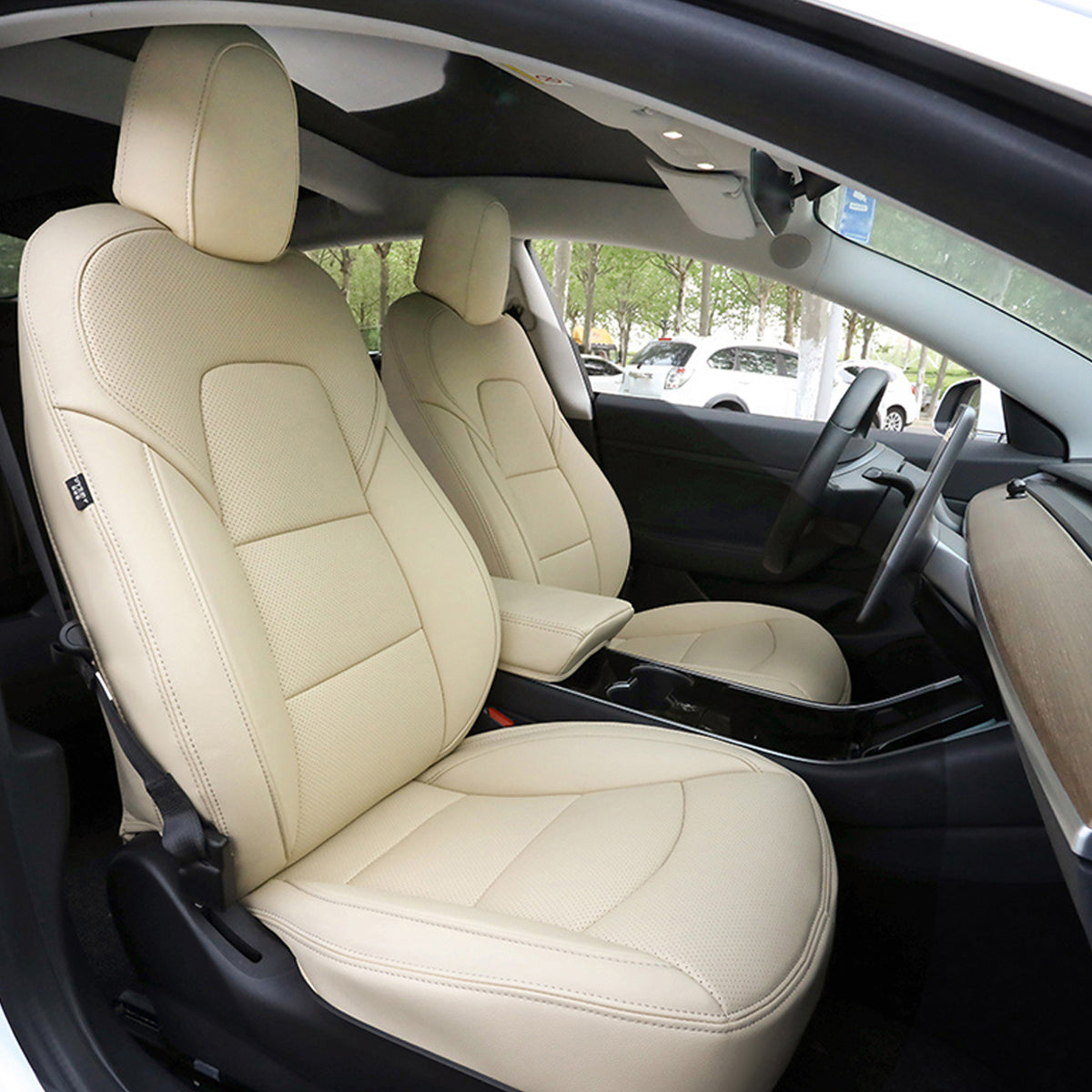 テスラ専用 車種専用設計 高級シートカバー JUSTFIT保証 防水レザー おしゃれ 全席セット 専用シートカバー - 防水5層構造 | iCarCompanion