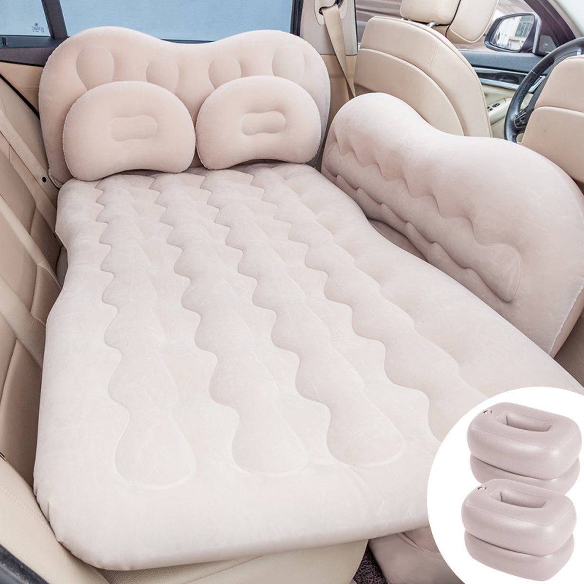 車中泊ベッド 電動ポンプ付属 カー用品 キャンプ用品 エアーベッド SUV車 普通車適用 - iCarCompanion