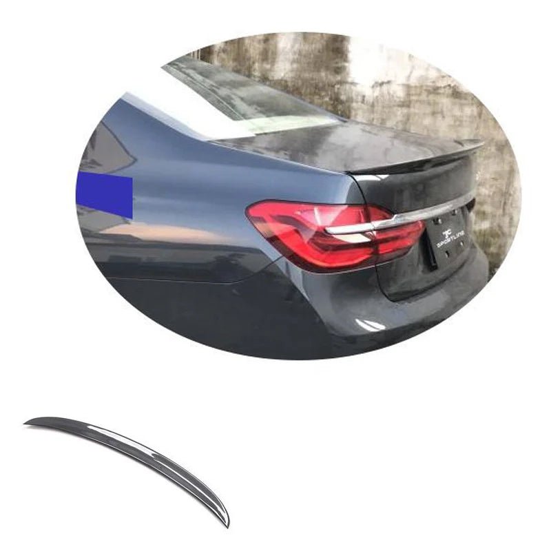 リアスポイラー BMW 7シリーズ 16 - 18年式 カーボンファイバー 貼り付け装着 - iCarCompanion
