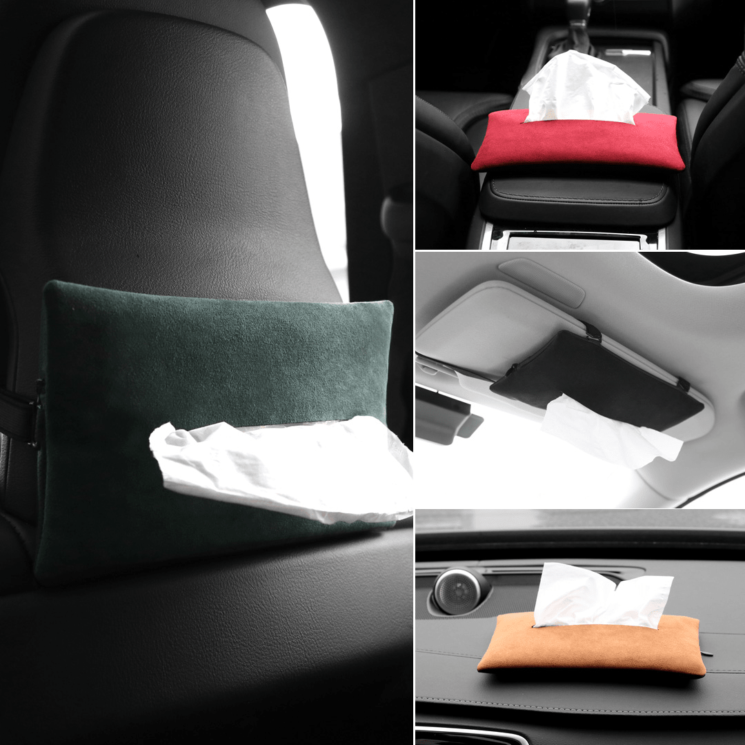車用収納 極上スエード 多機能 ティッシュ箱 柔軟触感 高級品 防塵 おしゃれ Alcantara 多色 - iCarCompanion