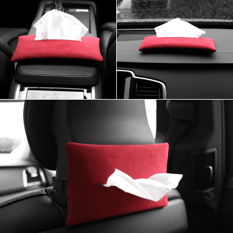 車用収納 極上スエード 多機能 ティッシュ箱 柔軟触感 高級品 防塵 おしゃれ Alcantara 多色 - iCarCompanion