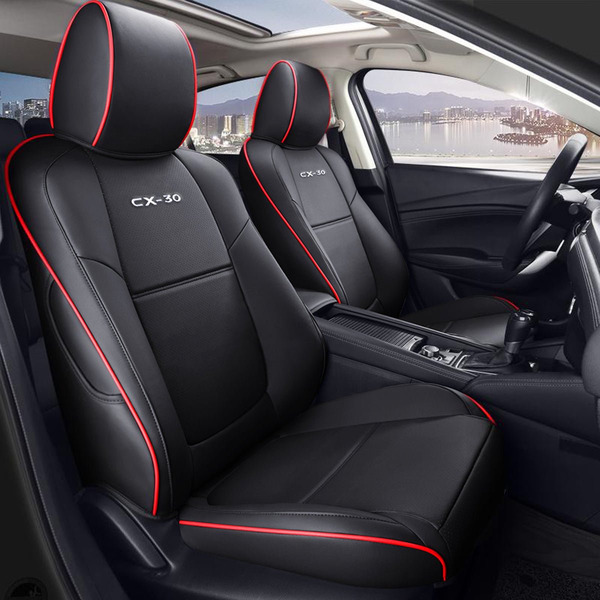 マツダCX - 30専用 高級レザー シートカバー 防水生地 カスタムロゴ おしゃれ 全席セット - iCarCompanion