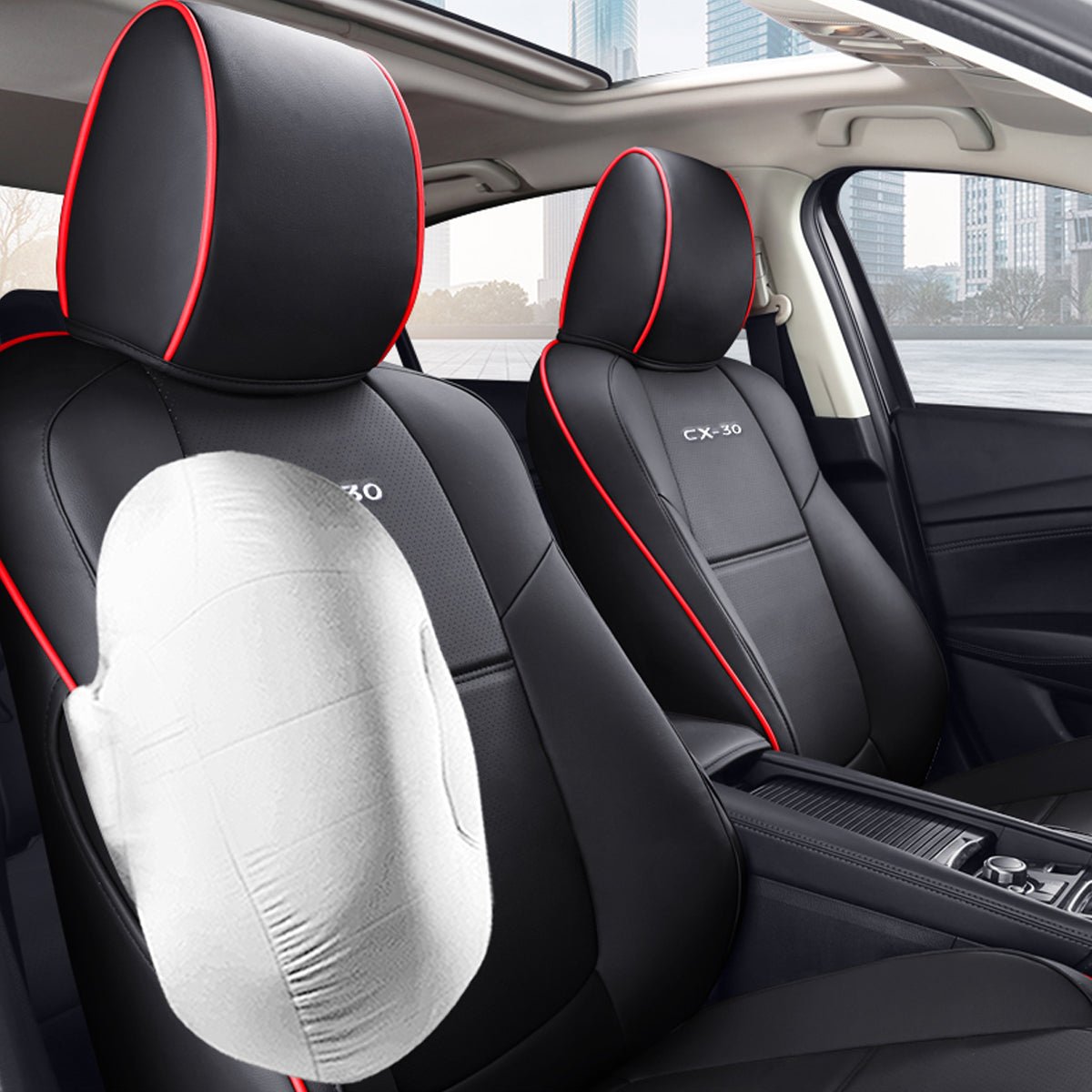 マツダCX - 30専用 高級レザー シートカバー 防水生地 カスタムロゴ おしゃれ 全席セット - iCarCompanion