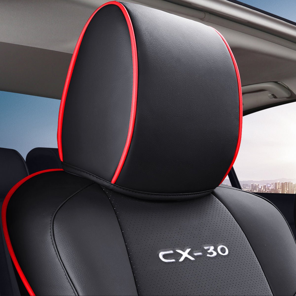 マツダCX - 30専用 高級レザー シートカバー 防水生地 カスタムロゴ おしゃれ 全席セット - iCarCompanion
