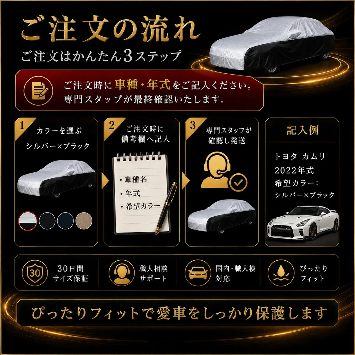 高級 車カバー 1年間保証 5層構造 オーダーメイド 防水 裏起毛 台風対策 黄砂対策 車種専用の商品画像 9