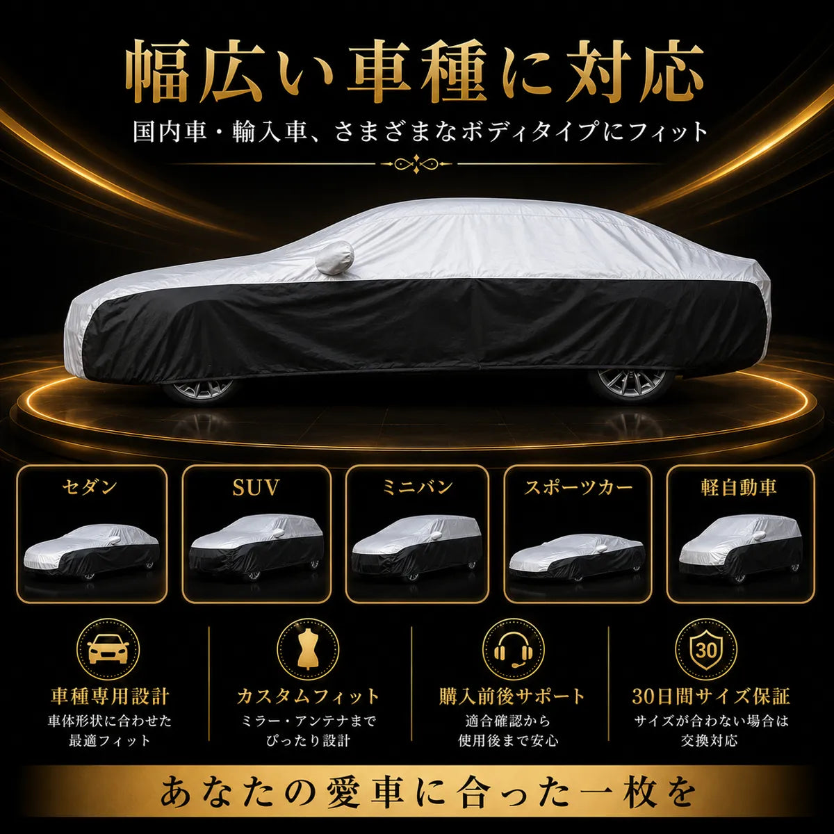 高級 車カバー 1年間保証 5層構造 オーダーメイド 防水 裏起毛 台風対策 黄砂対策 車種専用の商品画像 6