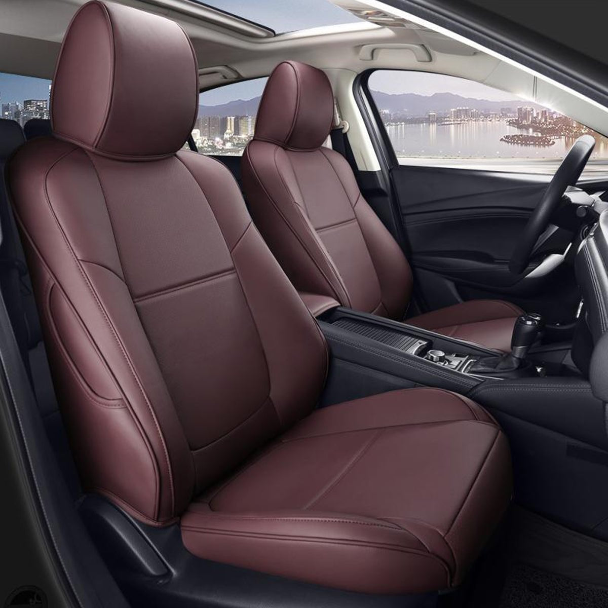 マツダ専用 高級シートカバー JUSTFIT保証 車種専用設計 防水レザー おしゃれ 全席セット - iCarCompanion