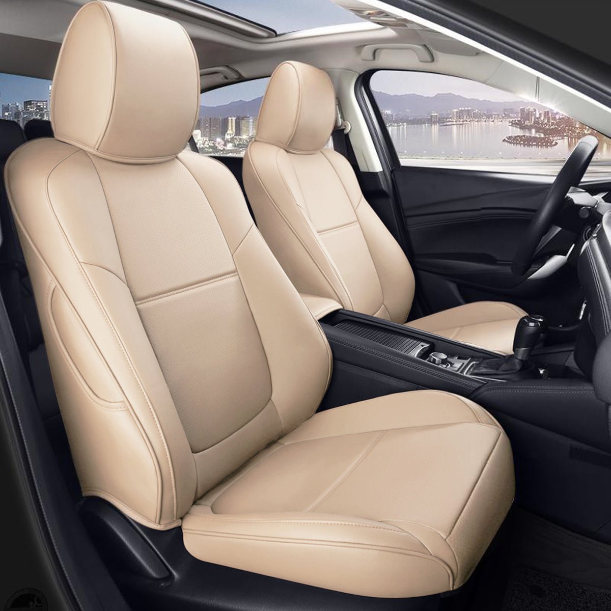 マツダ専用 高級シートカバー JUSTFIT保証 車種専用設計 防水レザー おしゃれ 全席セット - iCarCompanion