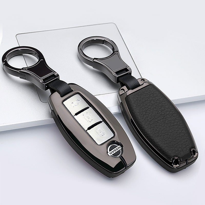 日産 高級感 本革 スマート キーケース キーカバー 高級 キーホルダー Nissan - iCarCompanion