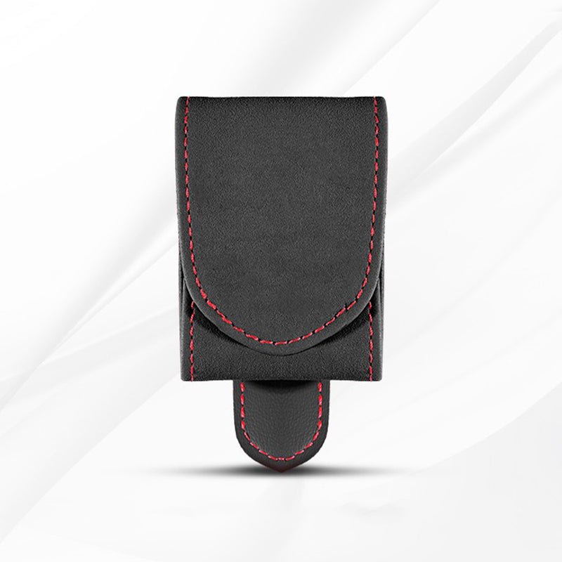 メガネホルダー 本革 スエード サングラスクリップ カーサンバイザー 用 カード収納クリップ 取り付け簡単 - iCarCompanion