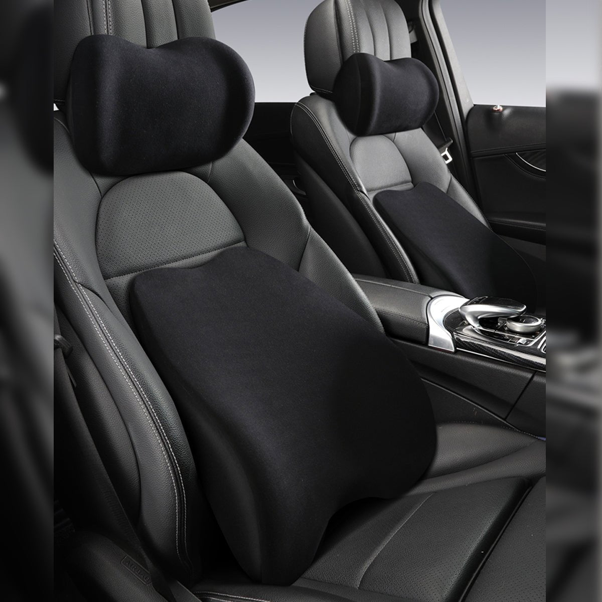 車用クッション ネックパッド ランバーサポート メモリーフォーム 姿勢 人間工学 疲労回復 - iCarCompanion