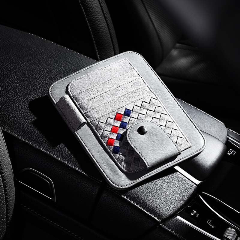 車用収納 サンバイザー収納 贅沢スエード 高級感 メガネ カードクリップ 多機能 実用 おしゃれ - iCarCompanion