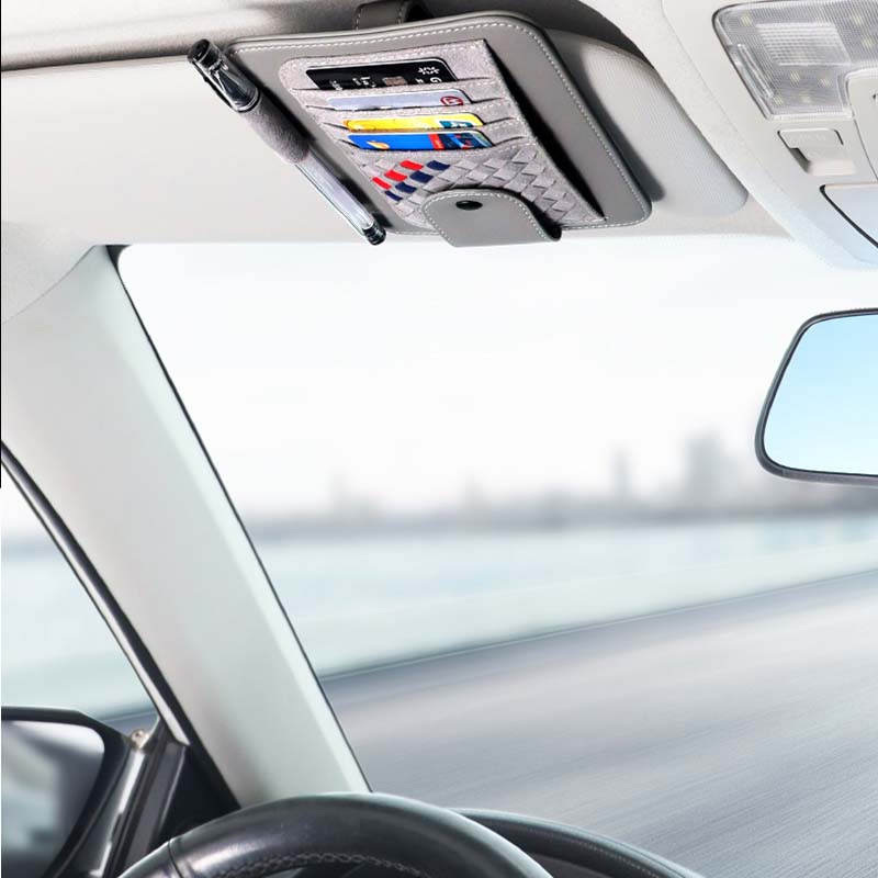 車用収納 サンバイザー収納 贅沢スエード 高級感 メガネ カードクリップ 多機能 実用 おしゃれ - iCarCompanion