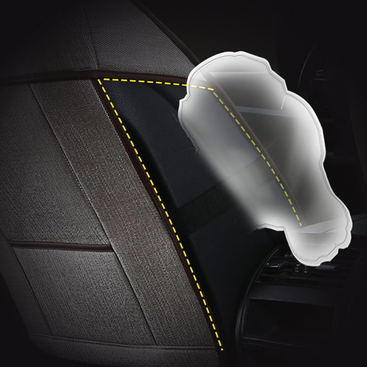 高級リネン 汎用シートカバー クッション付き 通気性抜群 接触冷感 軽/普自動車 - iCarCompanion