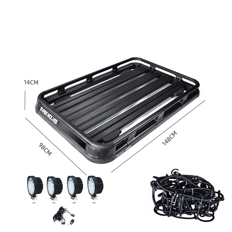 ルーフラック 高級合金 ネット・ライト付き 盗難防止 頑丈 安定 分離式 大容量 ベースキャリア - iCarCompanion