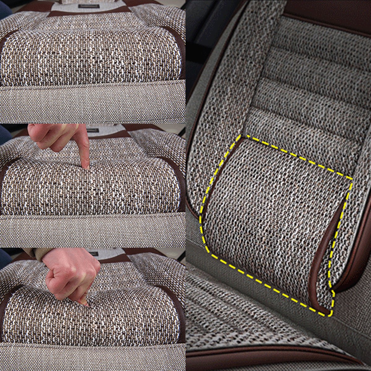 高級リネン 汎用シートカバー クッション付き 通気性抜群 接触冷感 軽/普自動車 - iCarCompanion