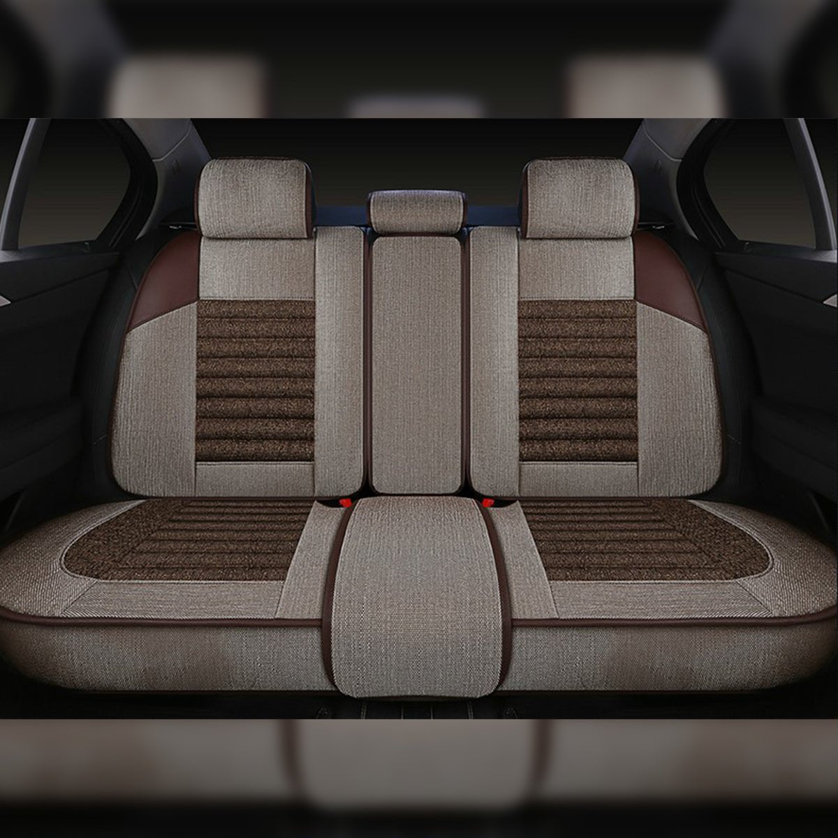 高級リネン 汎用シートカバー クッション付き 通気性抜群 接触冷感 軽/普自動車 - iCarCompanion