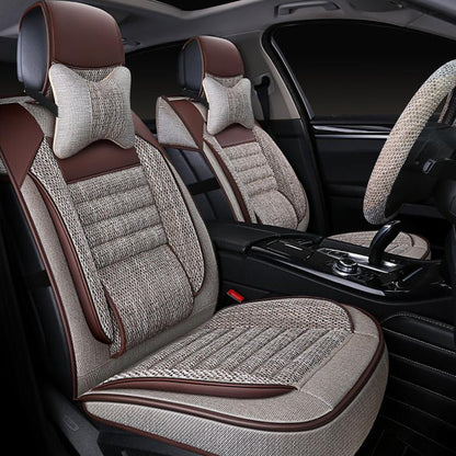 高級リネン 汎用シートカバー クッション付き 通気性抜群 接触冷感 軽/普自動車 - iCarCompanion