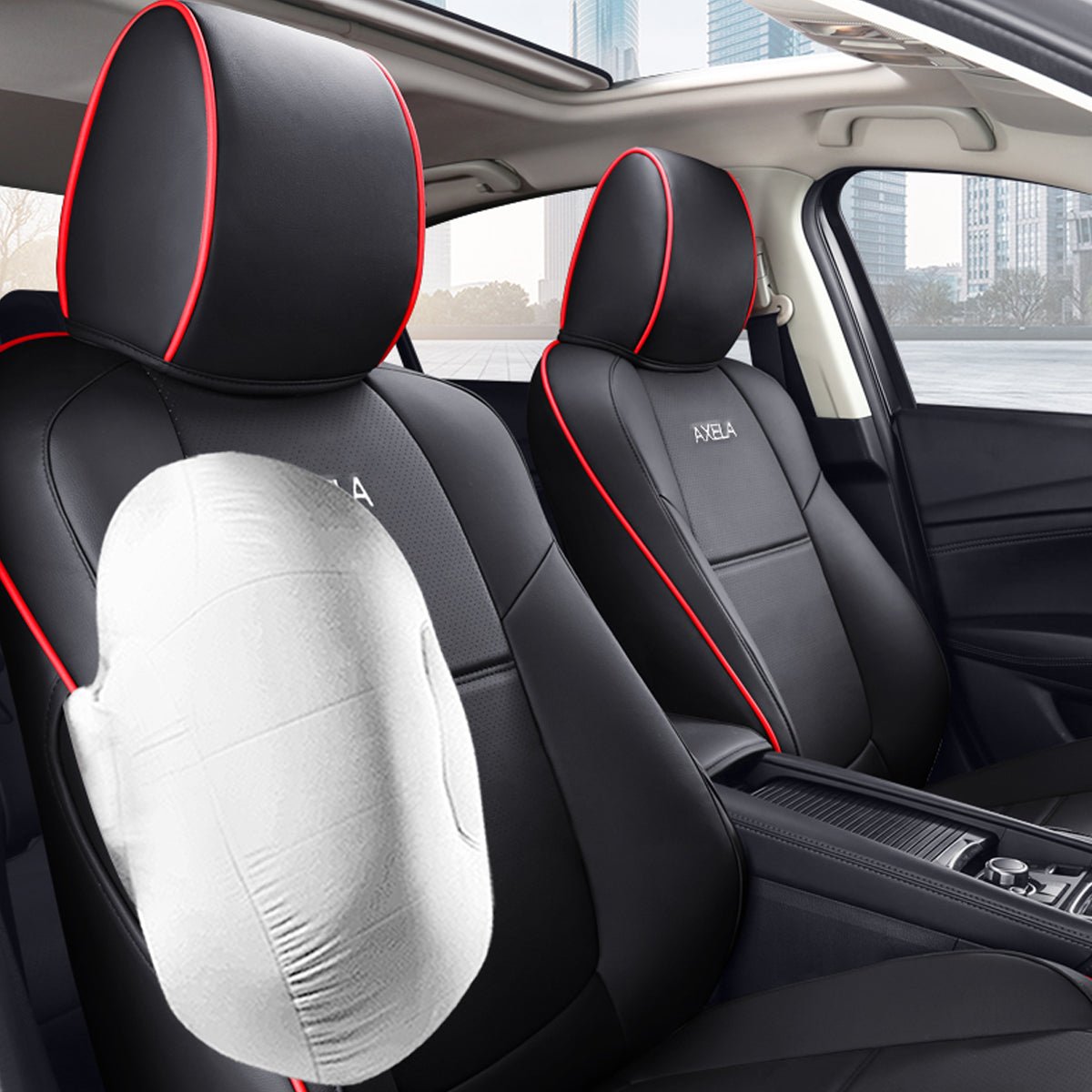 マツダ アクセラ専用 高級シートカバー フィット感抜群 防水 カスタムロゴ 全席セット - iCarCompanion