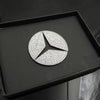 メルセデス・ベンツ車専用 ハンドルロゴステッカー 装飾物 テープ貼付 キラキラ 内装 銀色 - iCarCompanion