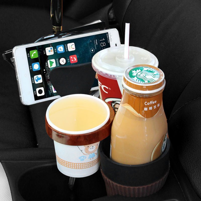 車用カップホルダー 回転式 多機能 飲み物置き場 スマホホルダー メガネラック 収納棚 - iCarCompanion